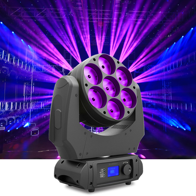 7x40w RGBW 4 In 1 Beam Wash LED Moving Head Light Dengan Zoom Dj Club Disco Light