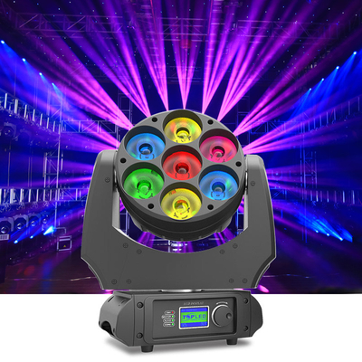 Mini Tahap DJ LED Lampu Moving Head Bee Eye 7pcs 40w DMX Beam Wash Zoom 4 In 1 RGBW 7x40w