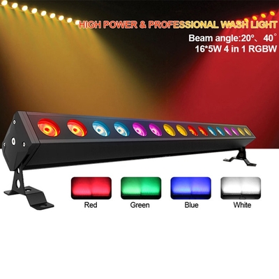 Lampu LED Airproof IP65 Pembersih Dinding Luar Ruangan 16*5W DMX512 RGBW Aluminium Housing Stage Lighting
