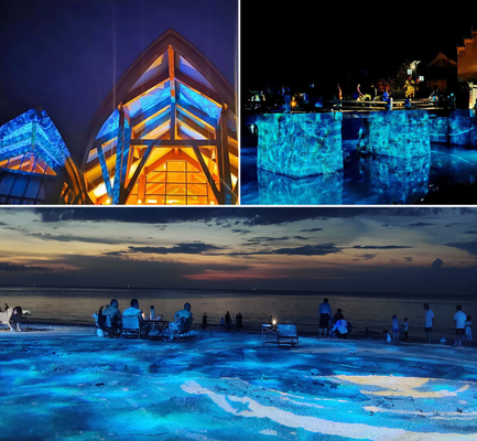 Air Samudera Gelombang Tingkat 6 Warna LED Proyeksi 400w Outdoor Water Wave Projector Waterproof IP65