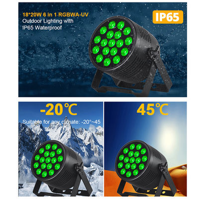 Outdoor Stage Light IP65 Waterproof 18x20W LED Par RGBWA+UV 6 in 1 DMX512 Wash Light for Wedding Party Disco Event Bangunan Fasad