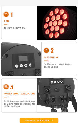 IP65 18*20w Rgbwauv 6in1 Led Waterproof Par Light Light Stage Light Outdoor Dj up Pencahayaan pernikahan