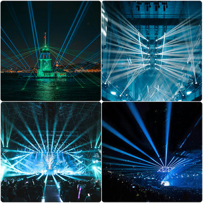 Sumber Cahaya Laser 100W Prisma Tahap Disesuaikan Sinar Laser 100w DMX512 Terkontrol Lampu Bergerak Kepala Lampu Laser IP66