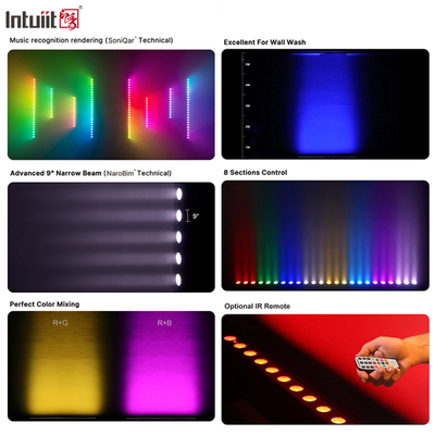 IP20 24x2W RGBW 4in1 Baterai nirkabel Smart kontrol suara aktif LED Wall Washer Bar Light