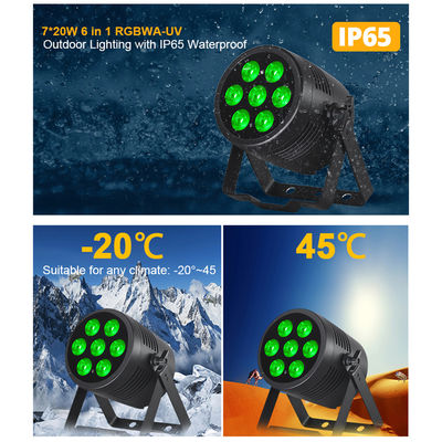 Lampu Panggung Profesional Tahan Air IP65 DJ Disco 7*20W RGBWA UV 6in1 LED Par Lights dengan Kontrol DMX512