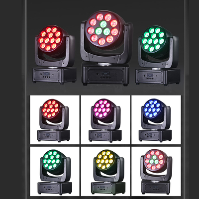 Lampu kepala bergerak 12*8W Lampu panggung LED RGBW DJ Pencahayaan DMX 512 Aktipasi suara untuk acara Pesta Pernikahan Gereja Live Band Show
