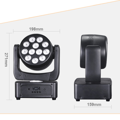 Lampu kepala bergerak 12*8W Lampu panggung LED RGBW DJ Pencahayaan DMX 512 Aktipasi suara untuk acara Pesta Pernikahan Gereja Live Band Show