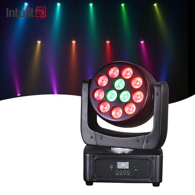 Lampu kepala bergerak 12*8W Lampu panggung LED RGBW DJ Pencahayaan DMX 512 Aktipasi suara untuk acara Pesta Pernikahan Gereja Live Band Show