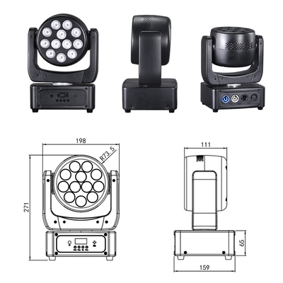 Peralatan Pencahayaan Panggung Pertunjukan Acara DMX Beam RGBW 12x8w Lampu Kepala Bergerak LED Wash
