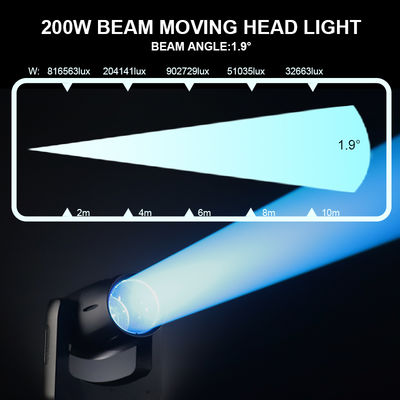 Outdoor IP66 LED 200W Beam Moving Head Light Lampu Efek Panggung Beam tajam untuk Klub Malam DJ Disco Show Outdoor Wedding Party