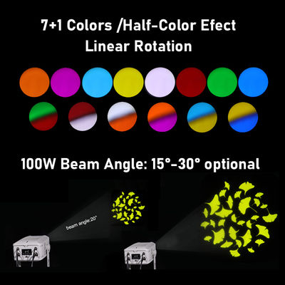 Proyektor Gobo LED Luar Ruangan Tahan Air 100W Kontrol DMX512 Proyektor Logo IP65 Lampu Gobo Tahan Air