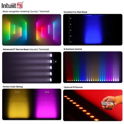 24x2W RGBW 4-in-1 LED Linear Wall Washer Bar DMX512 Sound Activated Stage Wash Light untuk Bangunan & Acara