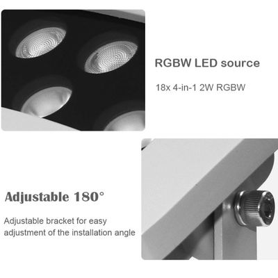 LED RGBW profesional Pembangunan Pohon Flood Light Waterproof IP65 DMX512 LED Floodlight untuk Pencahayaan Fasad Luar Ruang 36W