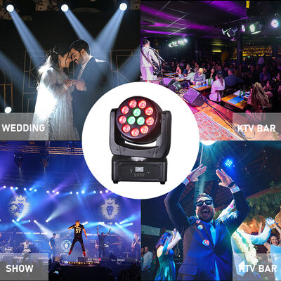 Pencahayaan panggung Peralatan DJ Acara profesional 12*8W RGBW 4in1 Cuci LED Mini Moving Head Beam Light
