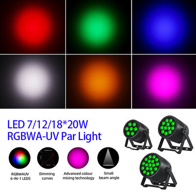 LED 7/12/18X20W Rgbwa Uv 6In1 Waterproof DMX 512 Led Par Light untuk Proyek Luar Ruang