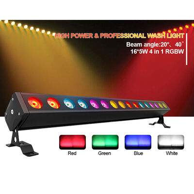 16X 5W RGBW LED Wall Wash Bar DMX512 Control Lampu linier untuk DJ Garden IP65 DMX512 Control