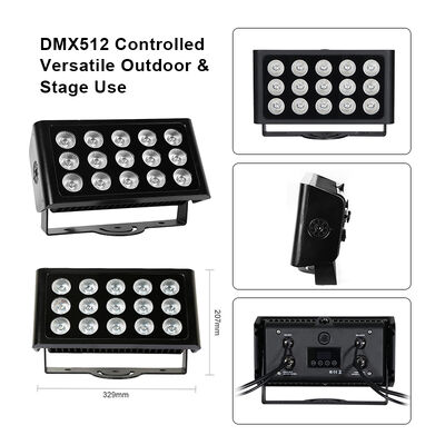 Lampu Sorot LED Outdoor 15x5W RGBW 4-in-1 IP65 — DMX512 Tahan Air Sinar Lebar untuk Penerangan Taman, Panggung & Bangunan