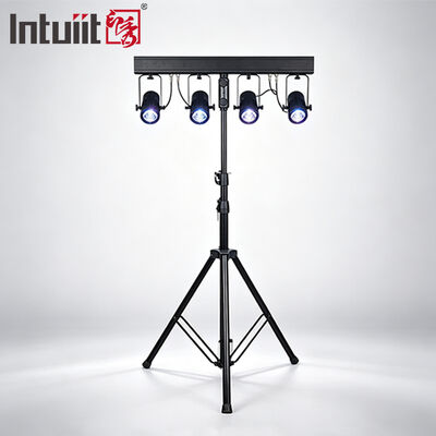 Kit Lampu Sorot LED PAR RGBW 4-in-1 4x20W — Sistem Pencahayaan Panggung DMX512 Berkas Sempit 4,5° untuk Pernikahan, DJ & Acara