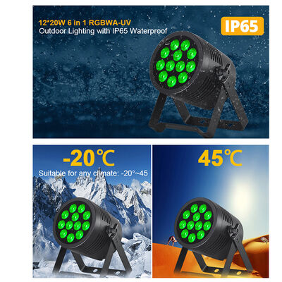 12*20W RGBWA + UV 6in1 Lampu Par LED IP65 Tahan Air Luar Ruangan DMX512 Lampu Panggung untuk Pesta DJ Pernikahan
