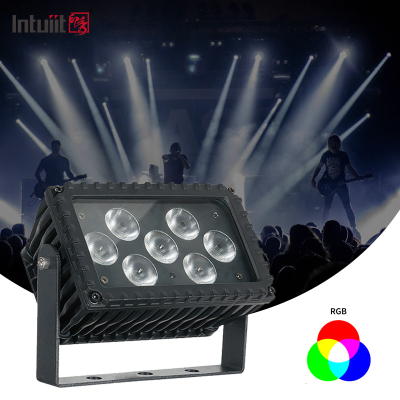 7x3W RGBW LED Outdoor 25 Degree Angle Architectural Projection Floodlight Lampu fasad untuk bangunan