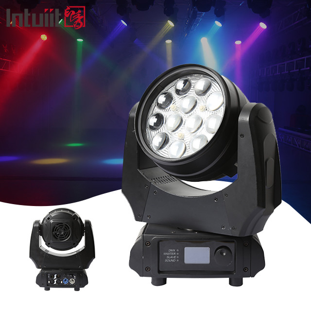Led Wash Par 4In1 12X10W Zoom Rgbw Led Wash Moving Head Light Untuk Pencahayaan Panggung Dj Disco