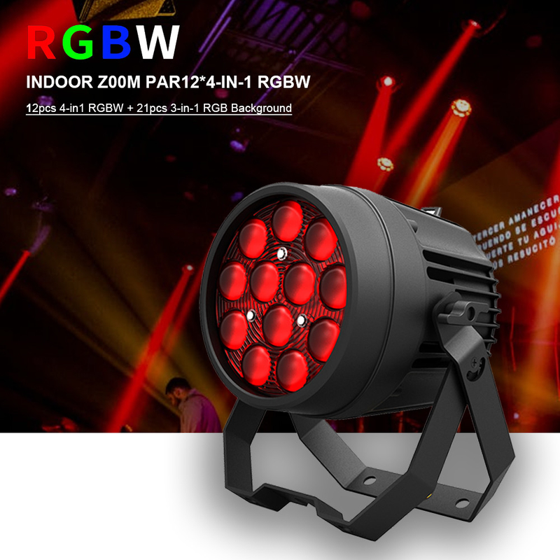 Aluminium Alloy LED Flat Par 12x10W RGBW 4in1 DMX512 untuk Disco Party Stage Wedding Concert Teater Efek Pencahayaan