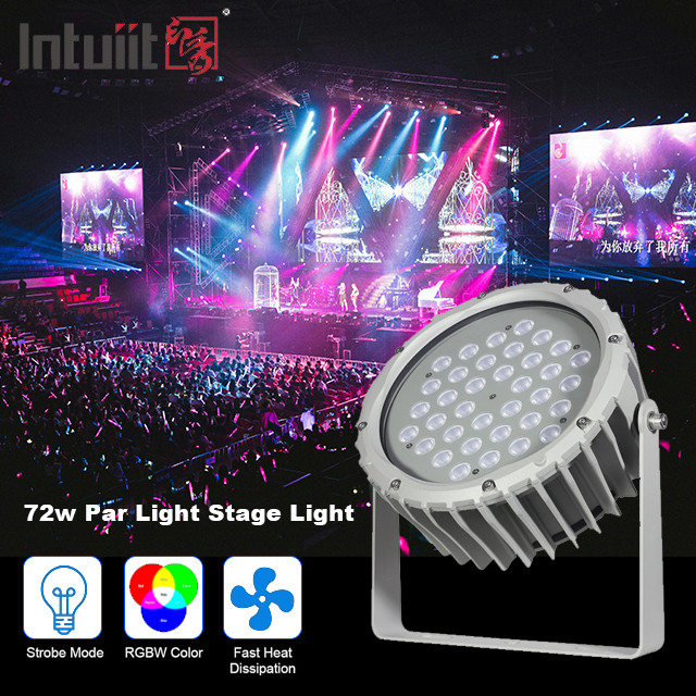 72w RGBW DMX512 Waterproof Led Flood Light Eksterior Landscape Garden Round Stage Par Light