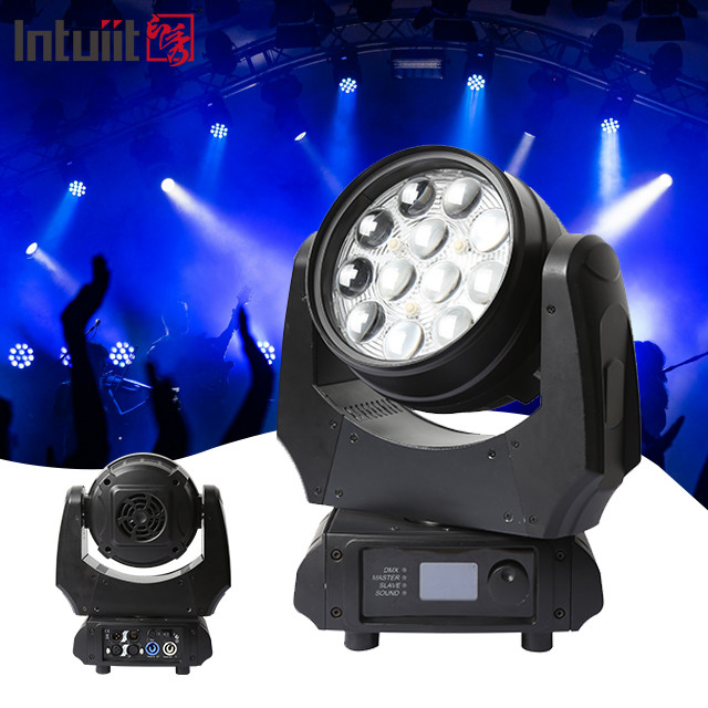 Led RGBW 4in1 lampu panggung bergerak kepala klub malam DJ Stage 12X10W led lampu dipimpin bergerak headwash