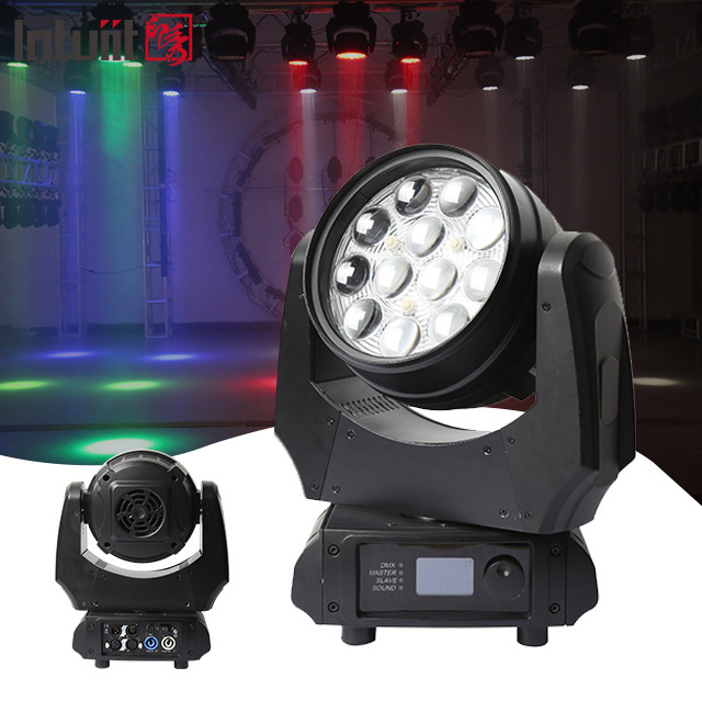 Led 12x10W 4in1 RGBW Washer Zoom Moving Head Stage Light Untuk DJ Disco Klub Malam Pernikahan Gereja Partai Teater