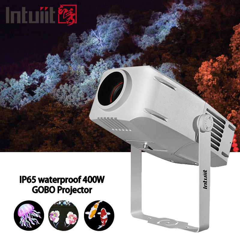 Logo Khusus Lampu Fasad Luar IP65 Waterproof 200W Led RGBW Rotating Gobo Projector Gobo Light