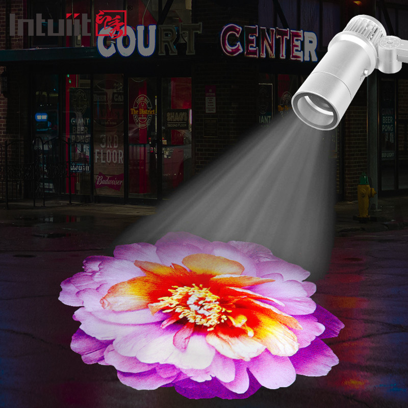 Disesuaikan 60W IP65 LED Gobo Logo Proyektor Waterproof Outdoor Building Lampu Iklan Dengan Aluminium Body