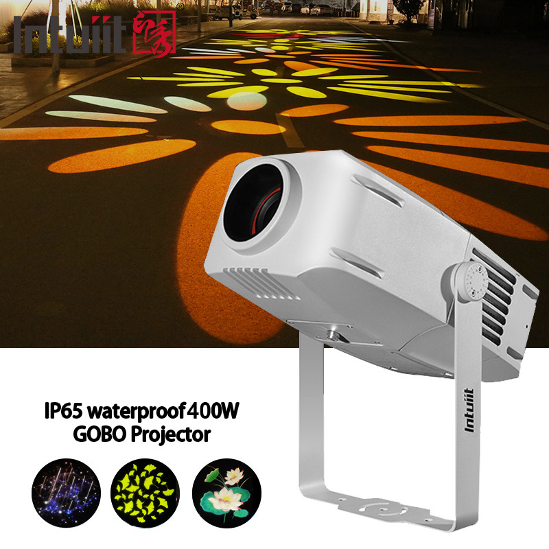 Waterproof 400W Rotating Image Logo Floor Gobo Proyektor Luar Ruang Untuk Iklan