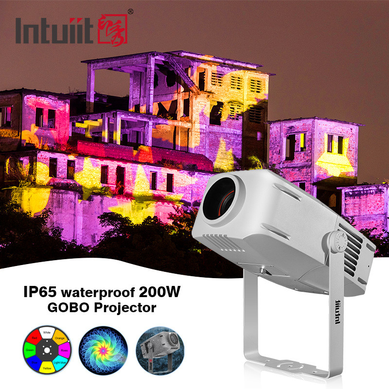 200W Professional Outdoor Waterproof IP65 LED Rotary Gobo Logo Iklan Rotator Proyektor proyeksi pencahayaan