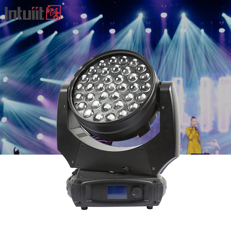Led wash 37pcs 10w rgbw zoom 37x10 led bergerak kepala zoom wash bergerak kepala dj acara panggung disko