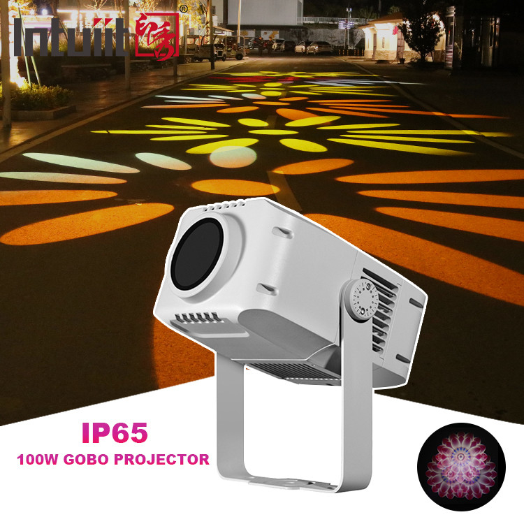 Outdoor Waterproof 100W Led Custom Logo Projector Light Rotary Image Disesuaikan Iklan Gobo Projector