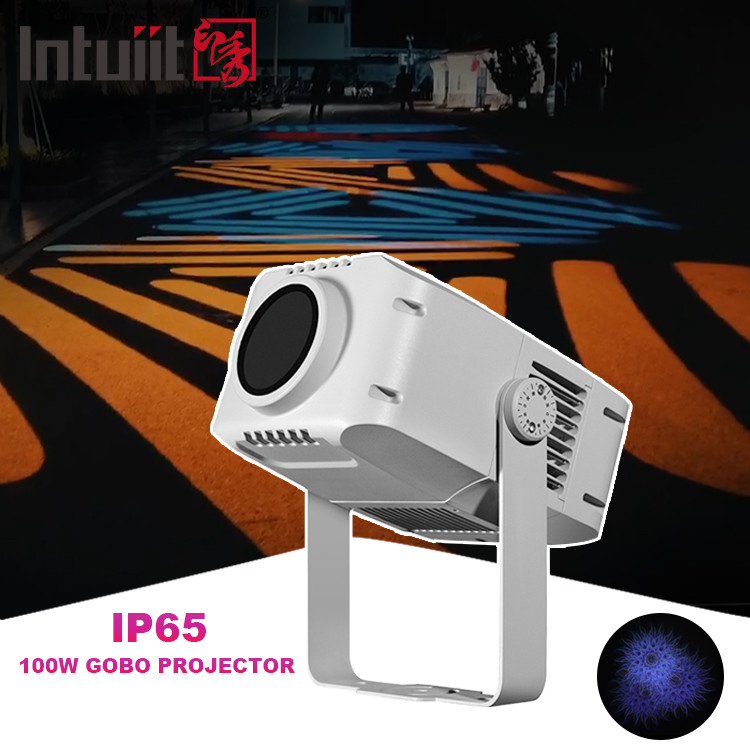 Proyektor Gobo Outdoor 100W Waterproof Iklan Logo Disesuaikan Warna penuh LED Proyektor Logo Waterproof