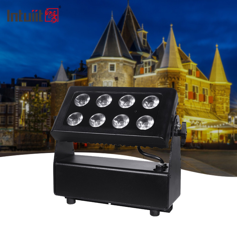 Waterproof Battery Powered City Color Wash Lighting Proyektor 8X15W RGBW LED DMX512 Kontrol lampu panggung led