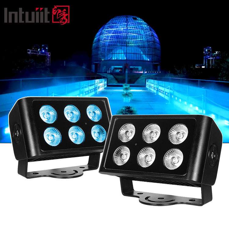 6x5W Outdoor IP65 Square DMX RGBW LED Flood Light Untuk Bangunan Facade LED Wall Washer Floodlight