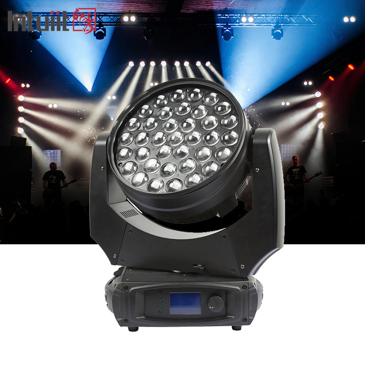 LED Wash 37x10W Zoom stage Lighting DMX Beam Wash Lampu kepala bergerak