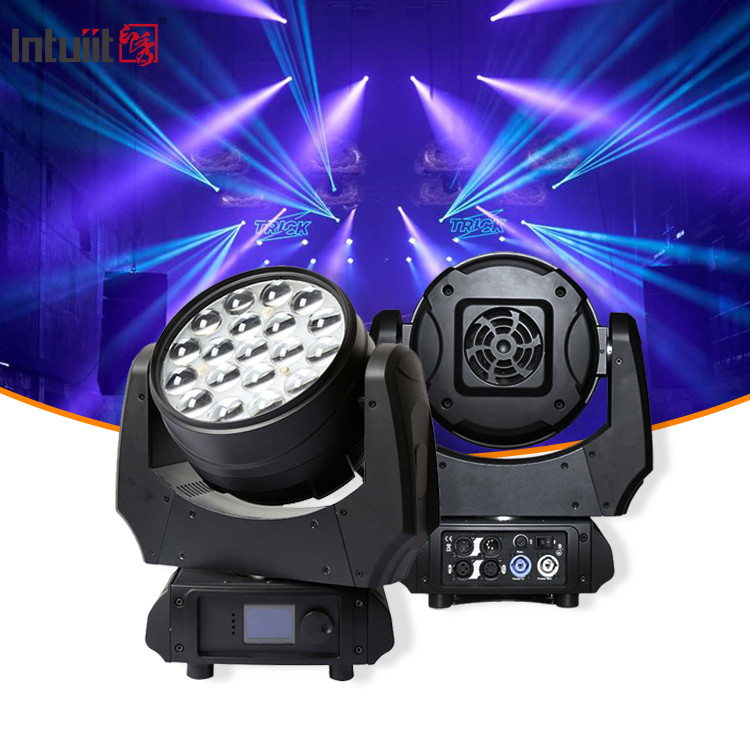 Lampu kepala bergerak 19x15W Zoom DJ Lampu RGBW LED Beam Wash Lighting Efek Lampu panggung Untuk Rave Aktivitas Acara Disco Show KTV