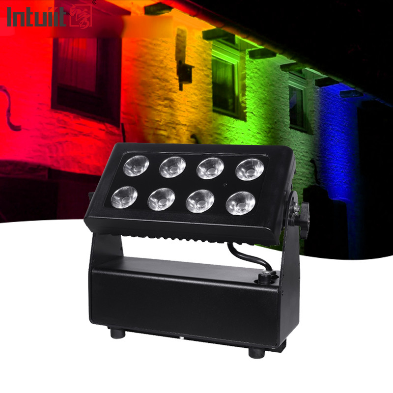 8X15W RGBW 4-in-1 LED Waterproof Floodlight DMX Control Flat Spotlight Background Wall Wash Light Lampu panggung