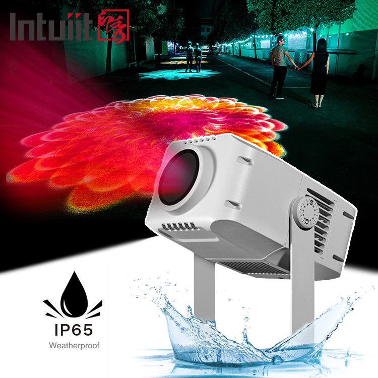 Sumber Cahaya LED Outdoor Gobo Projector 100W Opsional Disesuaikan Rotating Gobo Projector