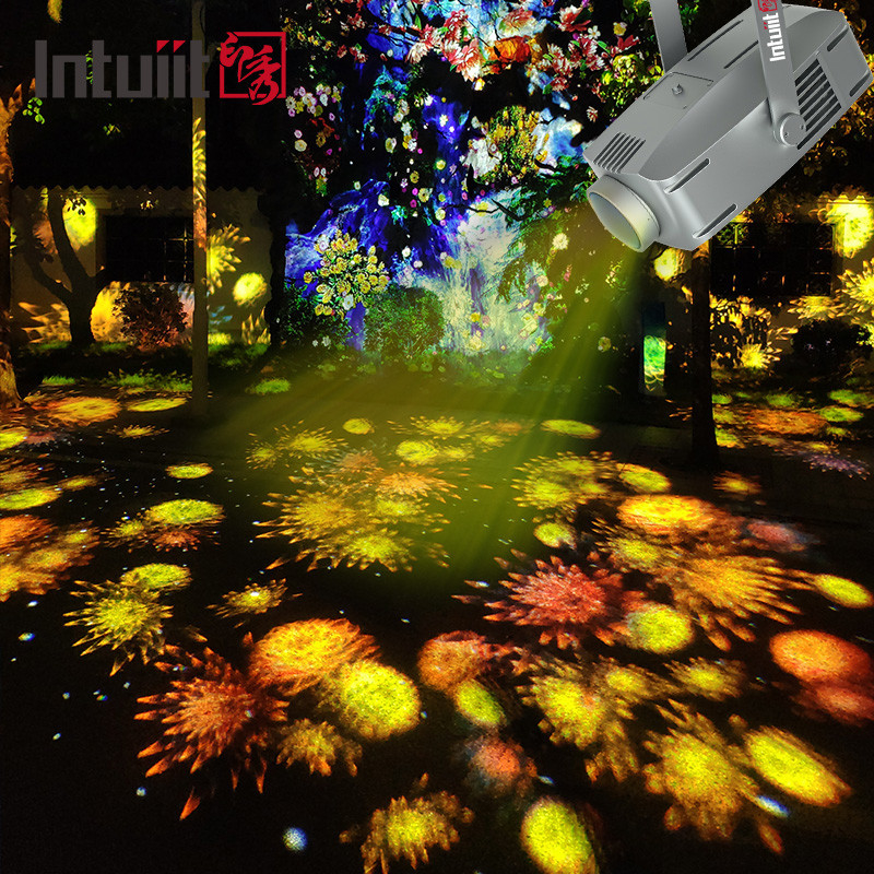 Waterproof IP65 200w Gobo Projector Logo Custom Rotating Gobo Projector Lampu Bangunan Luar Ruang Lampu Iklan