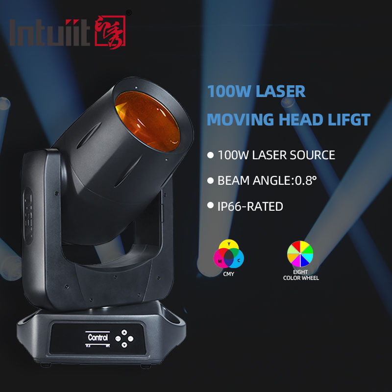 Sumber Cahaya Laser 100W Prisma Tahap Disesuaikan Sinar Laser 100w DMX512 Terkontrol Lampu Bergerak Kepala Lampu Laser IP66