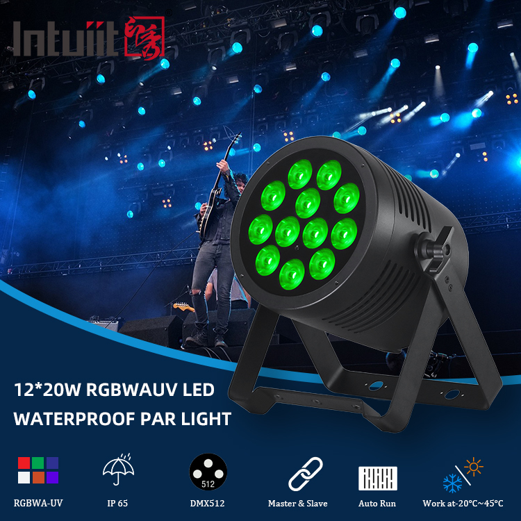 IP65 LED Par Light Waterproof IP65 Rated Outdoor 12x20W RGBWA-UV 6in1 stage light DMX512