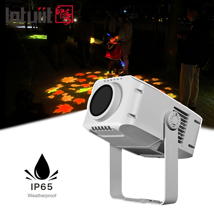 Proyektor Gobo Luar Ruangan 100w Proyektor Iklan LED Berputar Tahan Air IP65 Lampu Proyektor Logo Gobo
