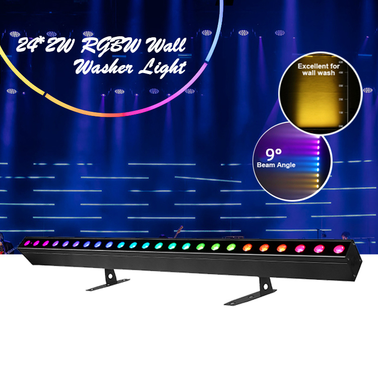 Pembersih Lampu IP20 DMX512 Advanced Smart Music Solution 24*2W RGBW LED Lampu Bar Linear Wall Washer
