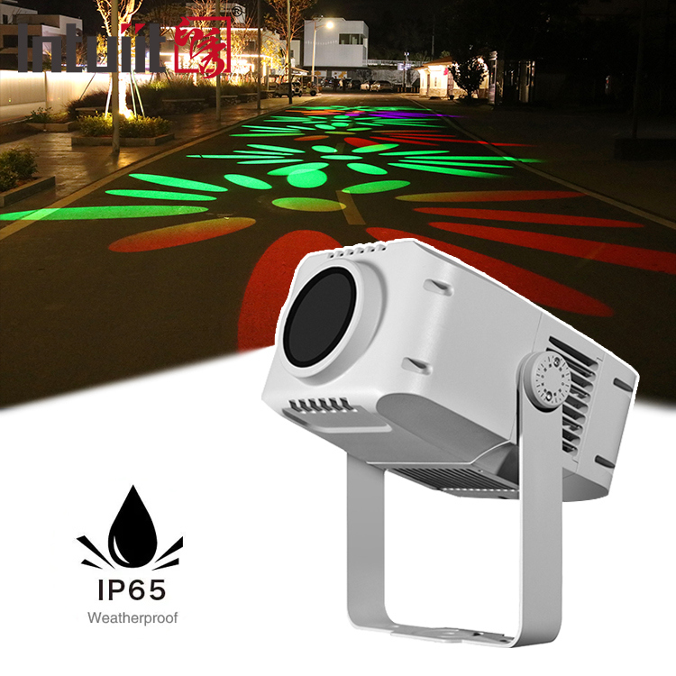 Proyektor Gobo Logo Rotasi Dekorasi Luar Ruangan 100W Lampu LED Iklan