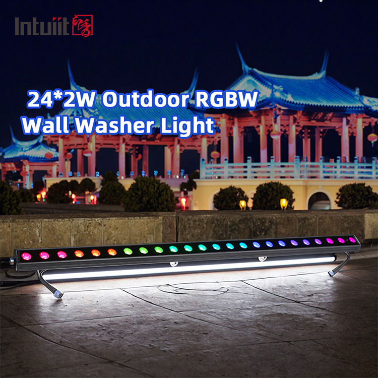 Lampu Dinding Washer LED 24*2W Luar Ruangan IP65 Tahan Air RGBW Warna-warni Lampu Washer Dinding Bangunan