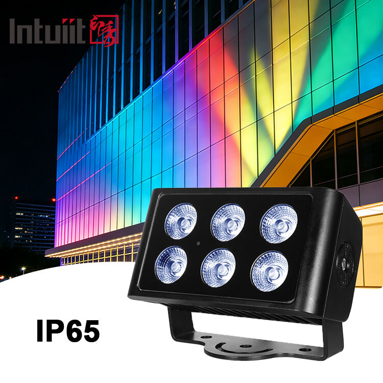 Pencahayaan Fasad Berwarna-warni DMX512 RGBW Outdoor Aluminium LED 6x5W Wall Washer Bangunan Komersial Lampu Sorot Dinding Dekoratif